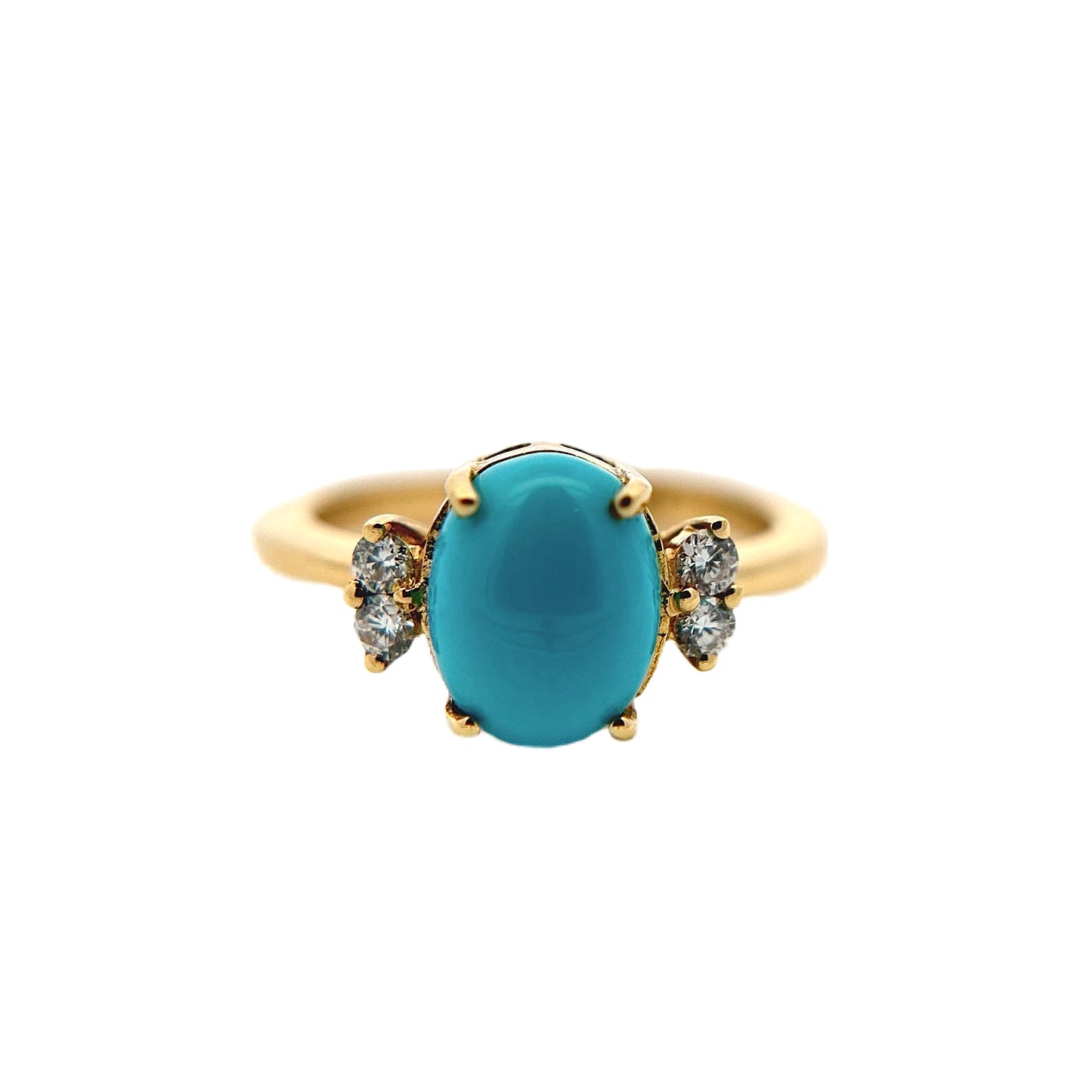 18K Yellow Gold Turquoise & Diamond Ring