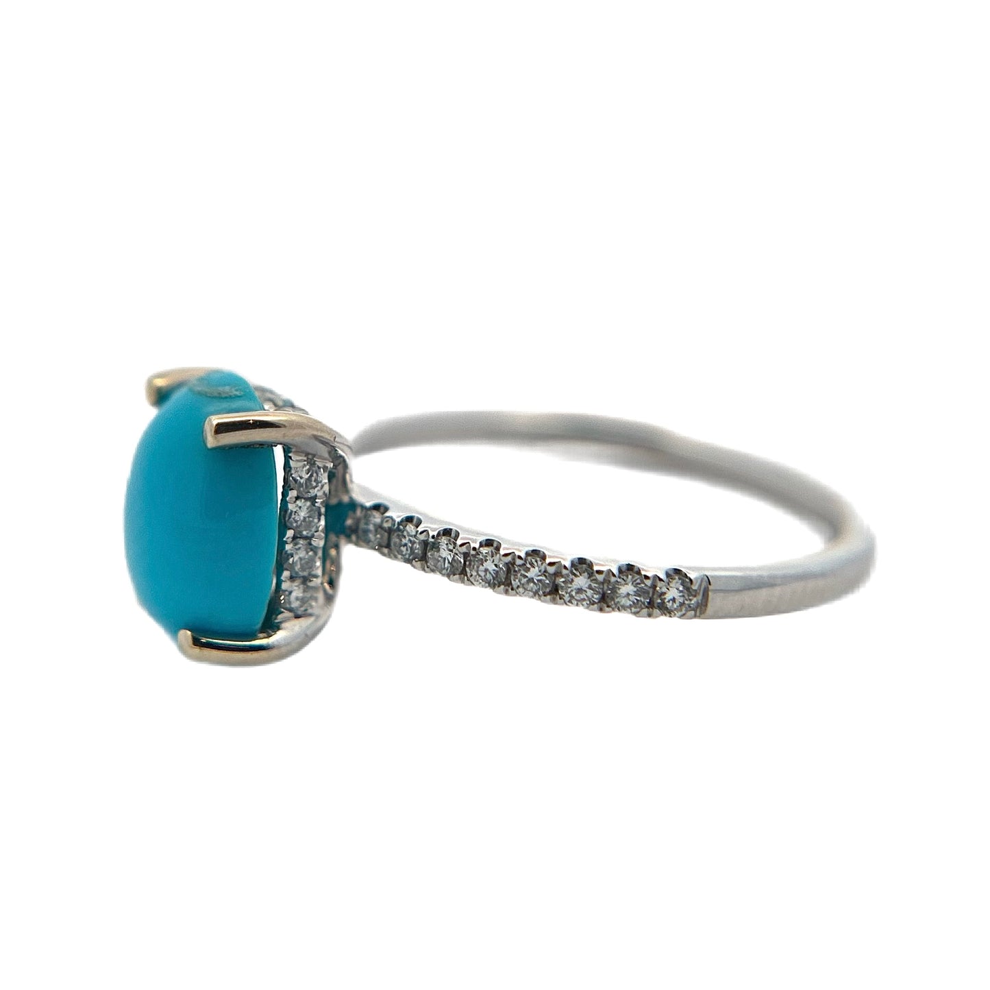 18K White Gold Turquoise & Diamond Ring