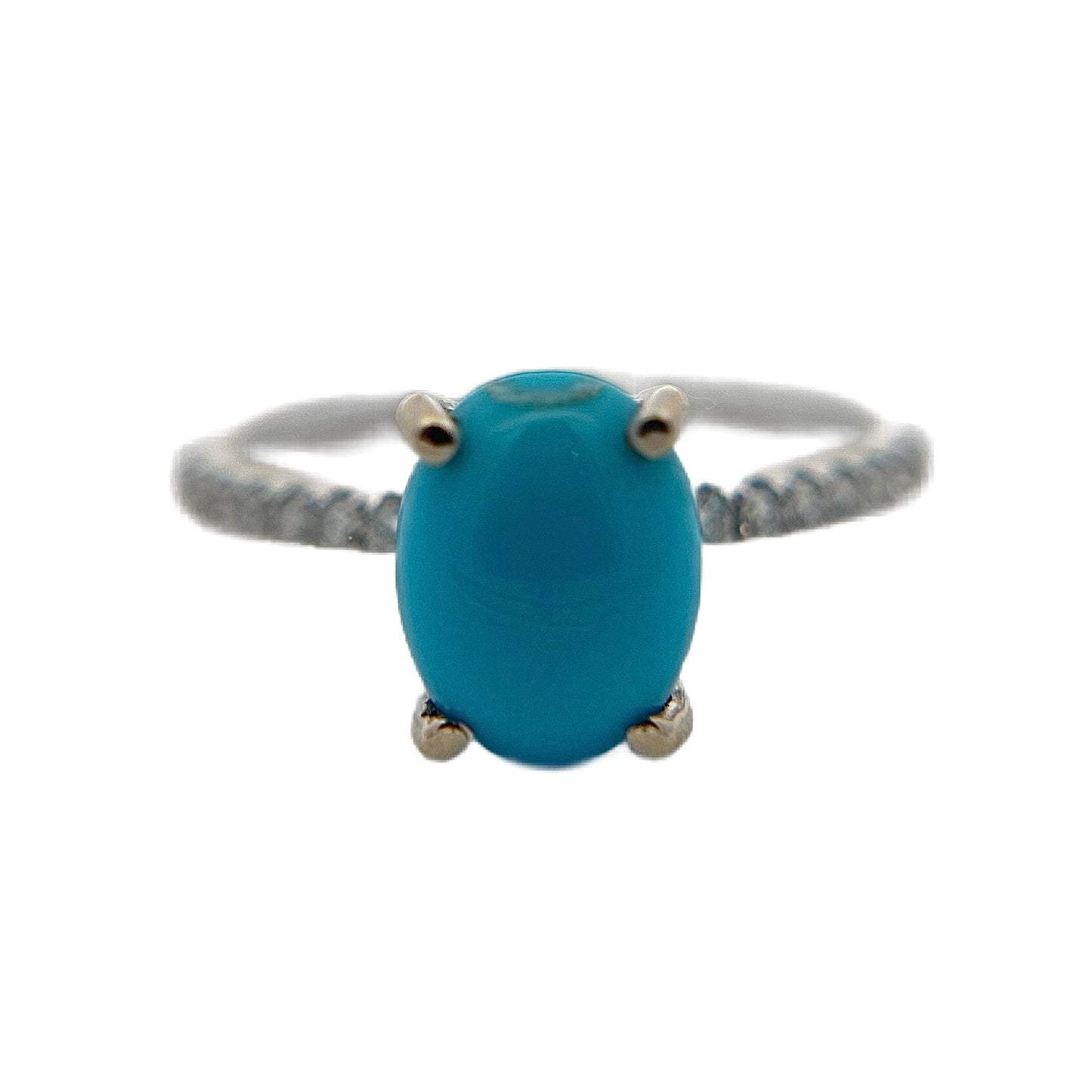 18K White Gold Turquoise & Diamond Ring