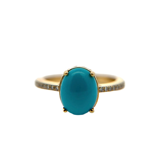 18K Yellow Gold Turquoise & Diamond Ring