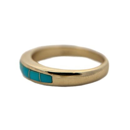 14K Yellow Gold Turquoise Inlay Ring