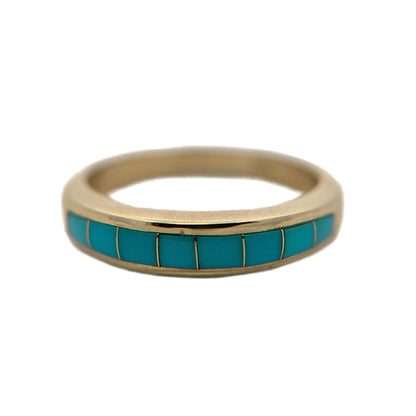 14K Yellow Gold Turquoise Inlay Ring