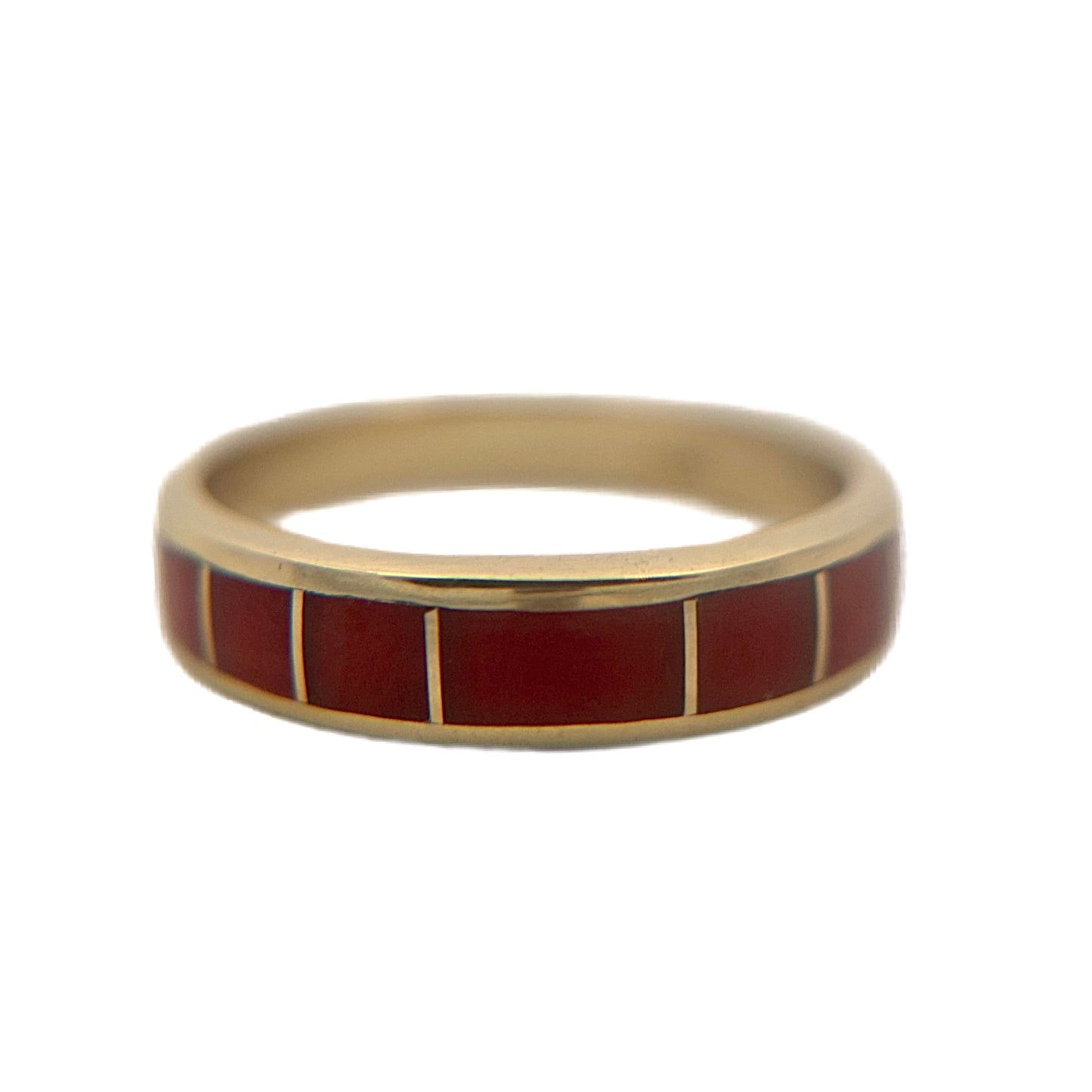 14K Yellow Gold Red Coral Ring