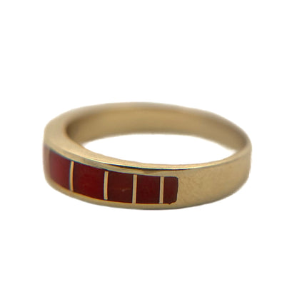 14K Yellow Gold Red Coral Ring