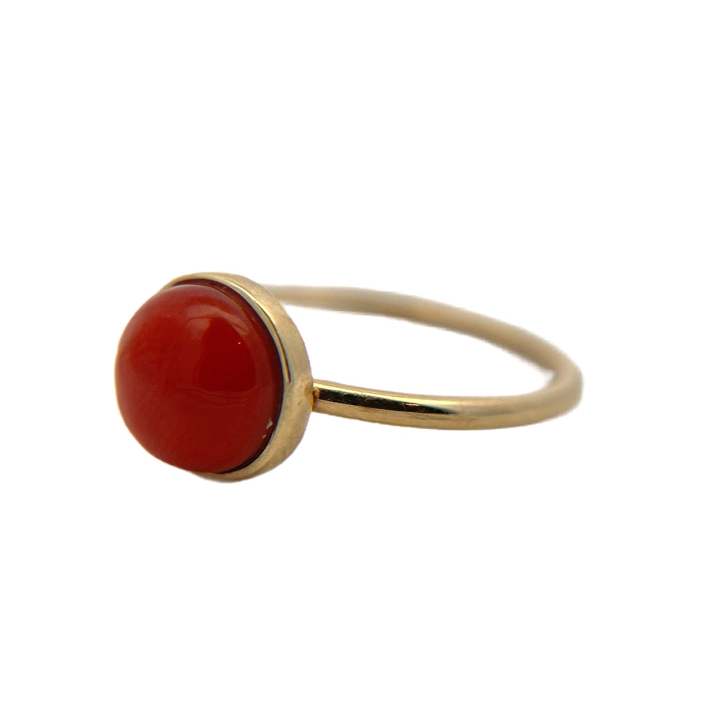 14K Yellow Gold Red Coral Ring