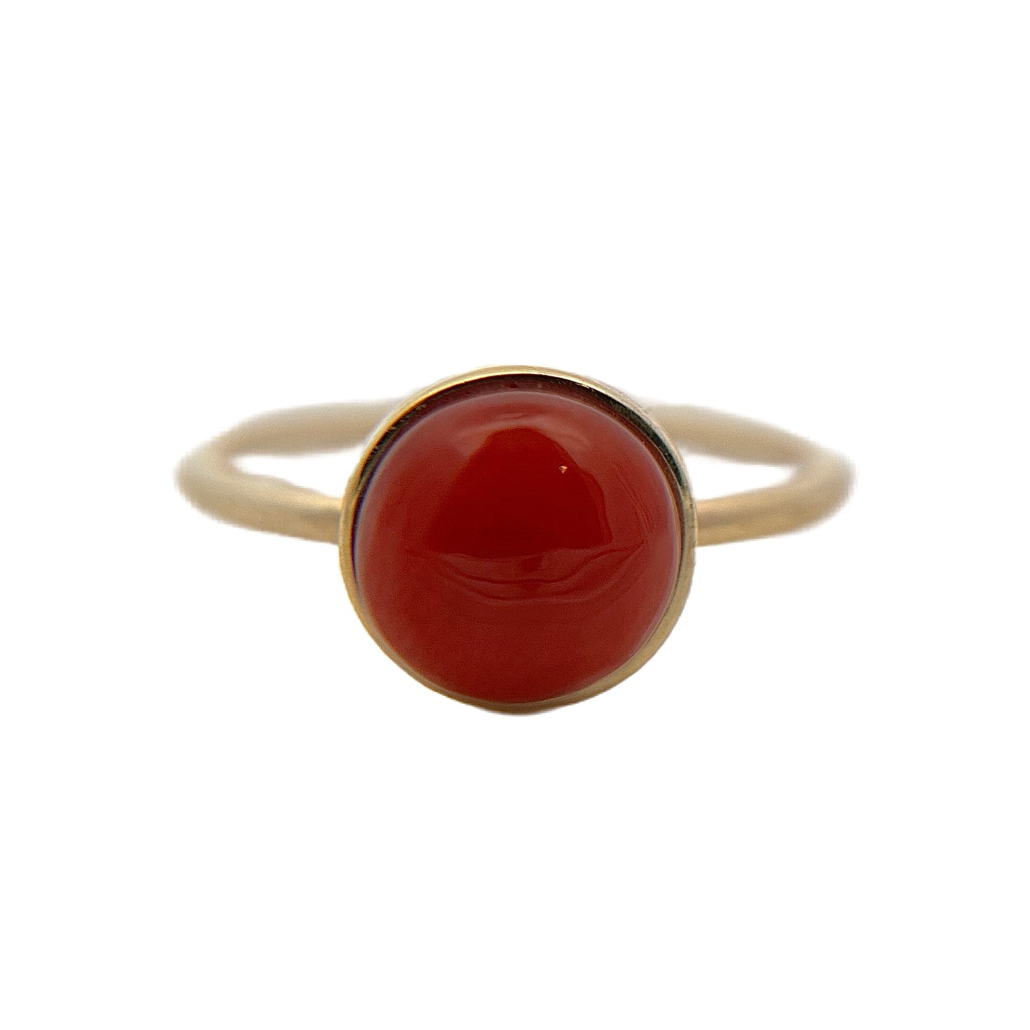 14K Yellow Gold Red Coral Ring