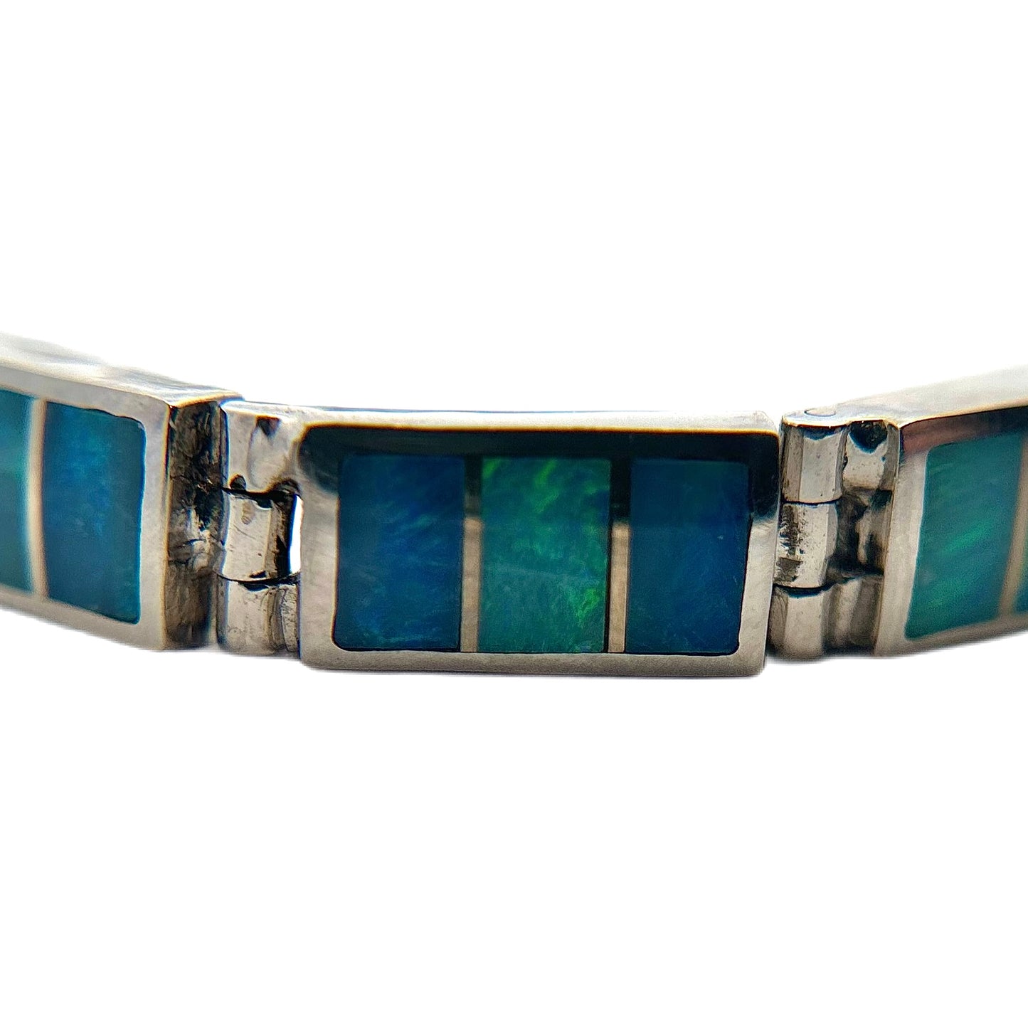 14K White Gold Opal Inlay Bracelet