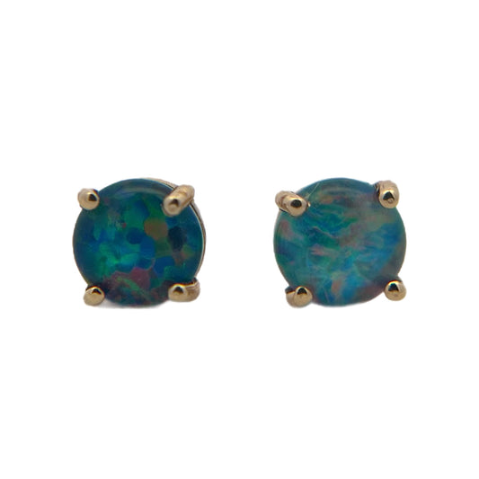 14K Yellow Gold Opal Studs