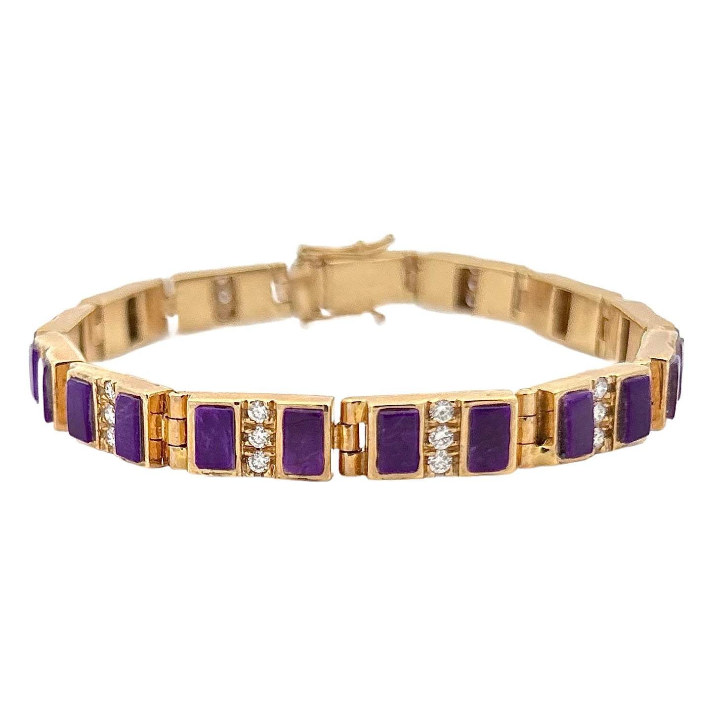 14K Yellow Gold Diamond & Sugilite Bracelet