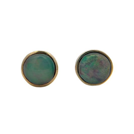 14K Yellow Gold Opal Studs