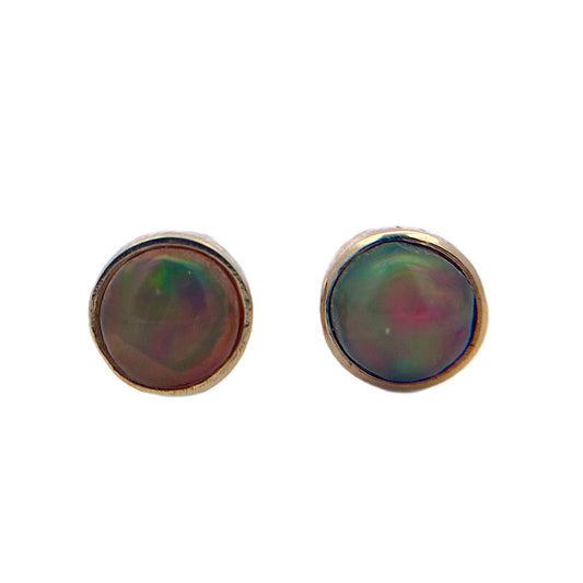 14K Yellow Gold Opal Studs