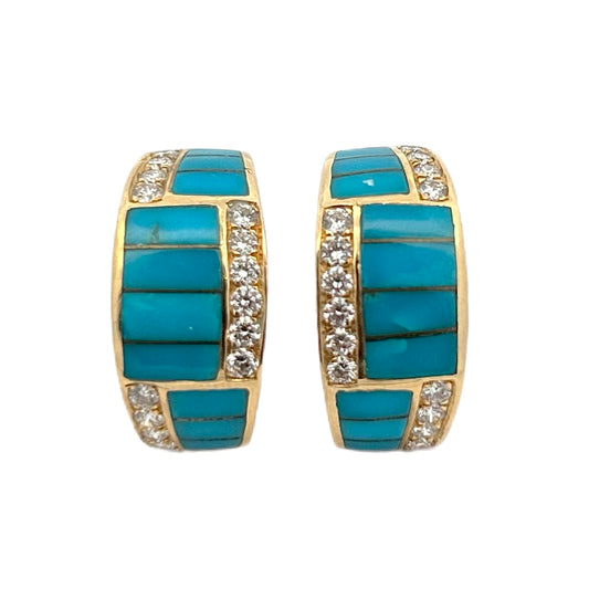 14K Yellow Gold Turquoise & Diamond