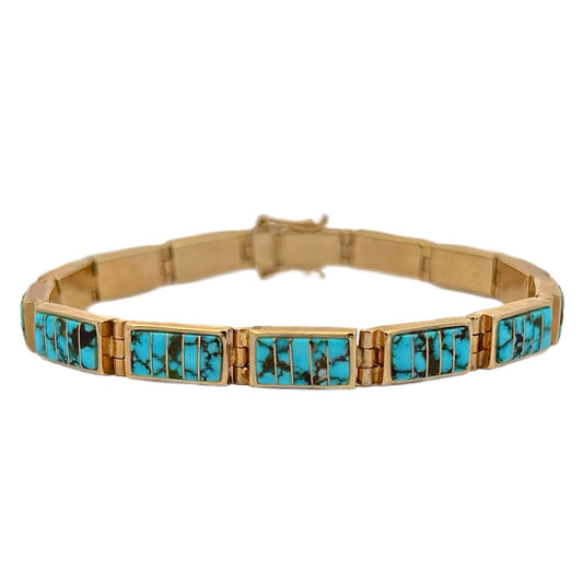 14K Yellow Gold Turquoise Bracelet