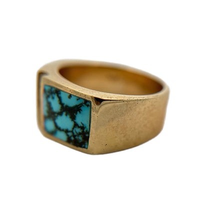 14K Yellow Gold Turquoise & Diamond Ring