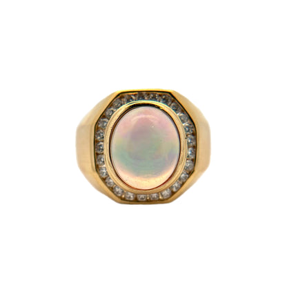 14K Yellow Gold Opal & Diamond Ring