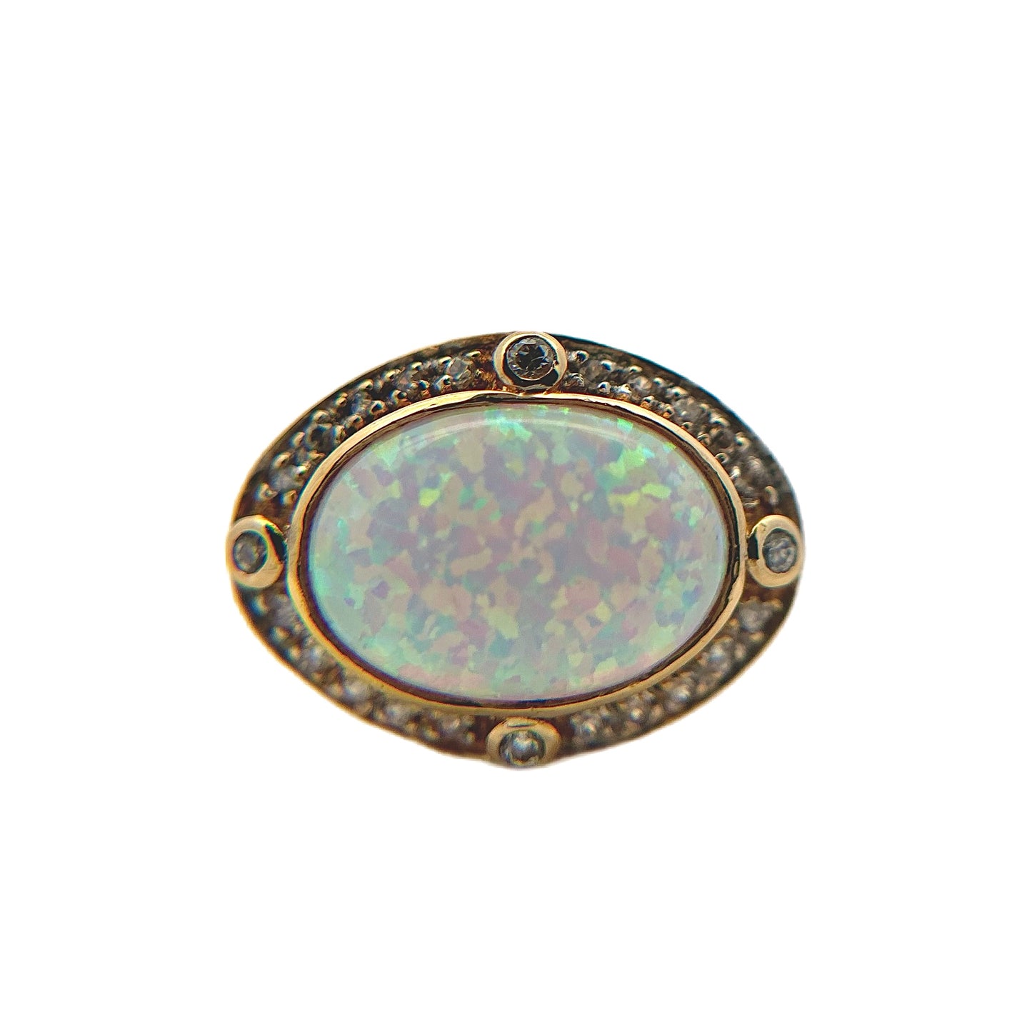 14K Yellow Gold Opal & Diamond Ring