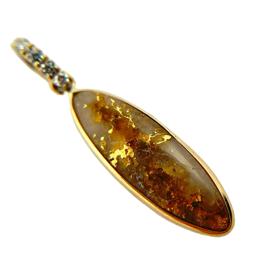 14K Yellow Gold Gold Quartz & Diamond Pendant