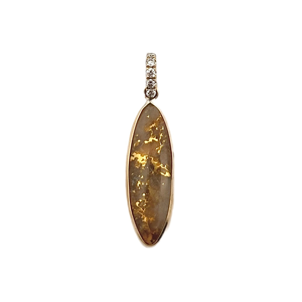 14K Yellow Gold Gold Quartz & Diamond Pendant