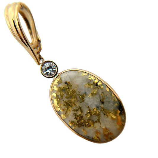 14K YG Gold QZ & DIA Pendant D: 0.40ct