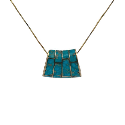 14K Yellow Gold Turquoise Pendant