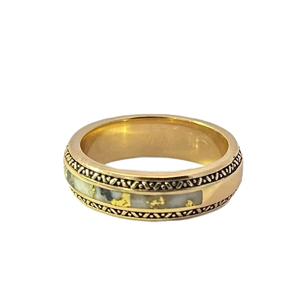 14K Yellow Gold & Gold Quartz Inlay Band