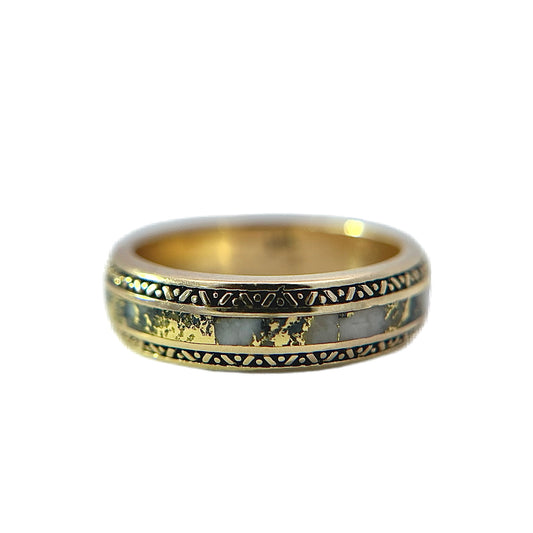 14K Yellow Gold & Gold Quartz Inlay Band