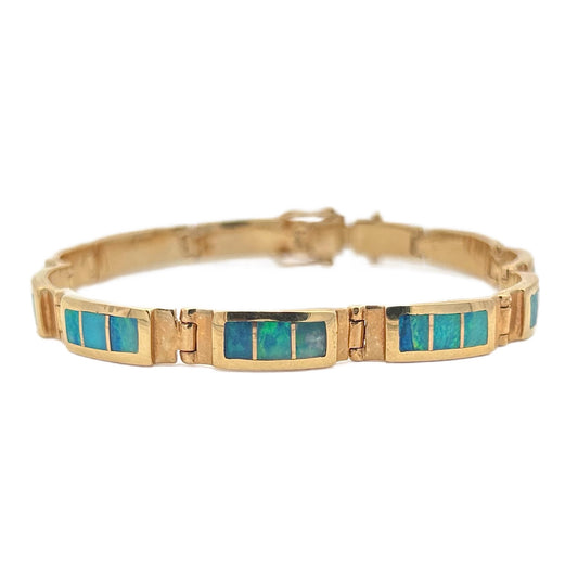 14K Yellow Gold Opal Inlay Bracelet