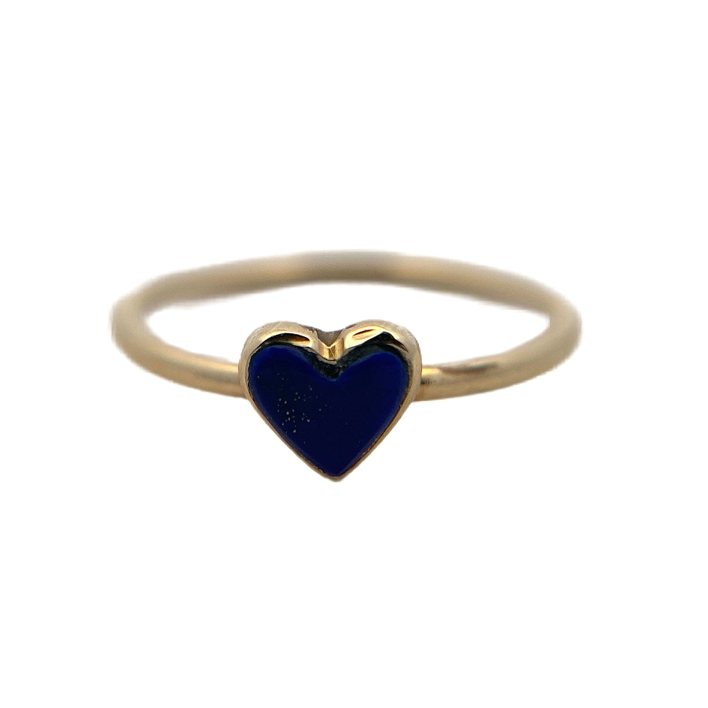 14K Yellow Gold Lapis Heart Ring