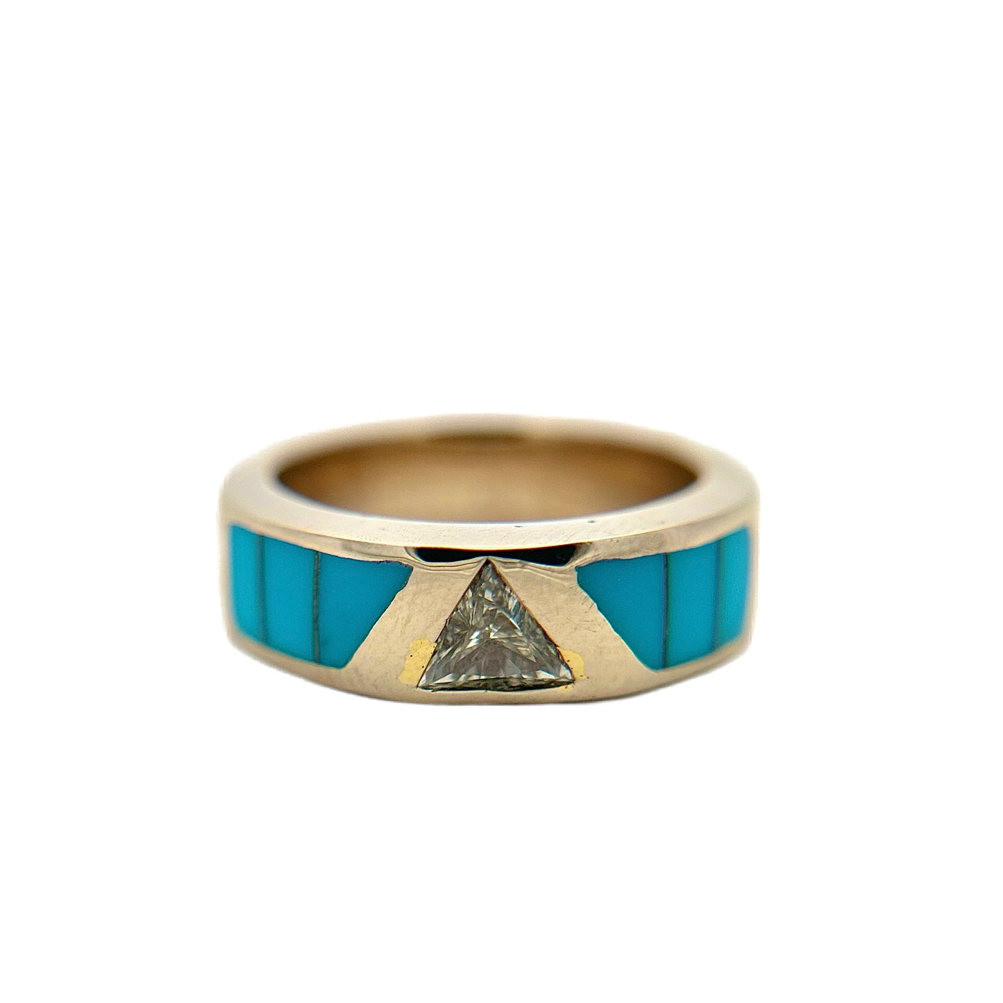 14K White Gold Turquoise & Diamond Ring