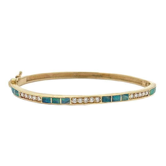 14K Yellow Gold Opal & Diamond Bracelet