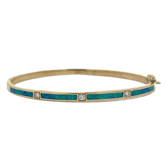 14K Yellow Gold Opal & Diamond Bracelet