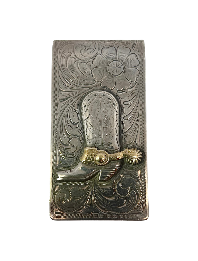 Edward H. Bohlin Sterling Silver / 14K Gold Cowboy Boot Money Clip
