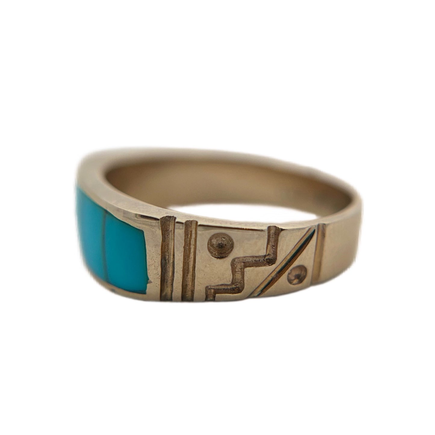 14K YG TQ Inlay Ring