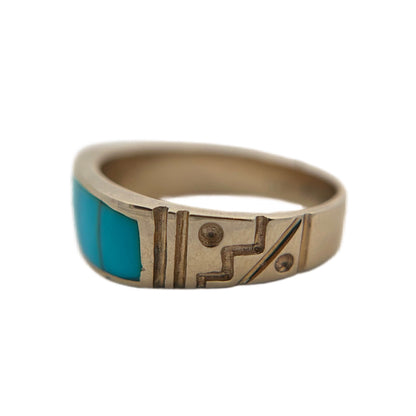 14K Yellow Gold Turquoise Inlay Ring