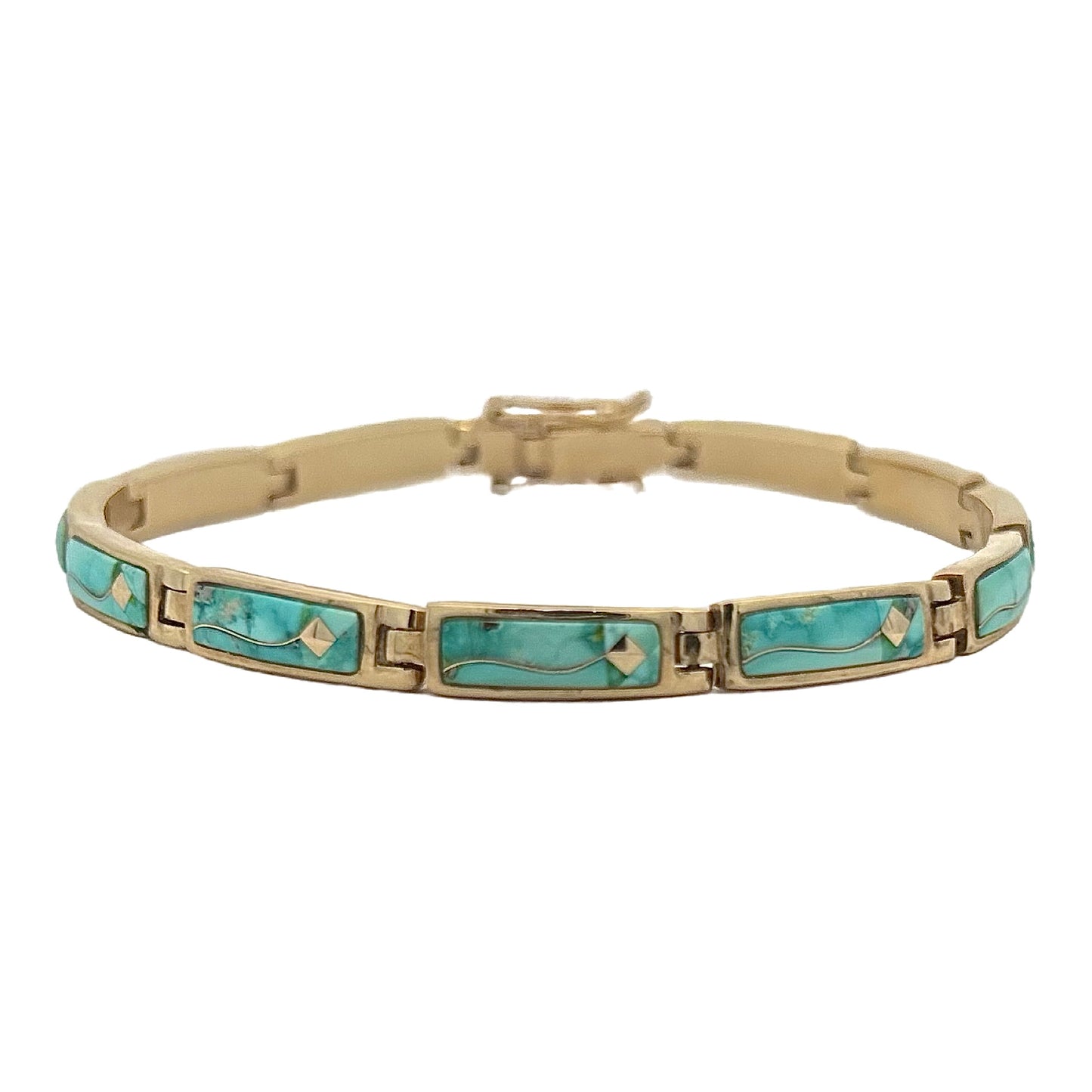 14K Yellow Gold Turquoise Bracelet