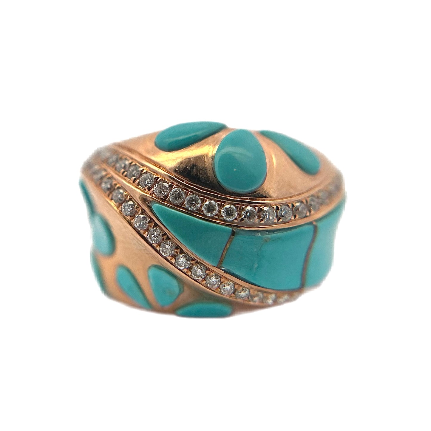 14K Rose Gold Turquoise & Diamond Ring