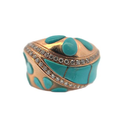 14K Rose Gold Turquoise & Diamond Ring