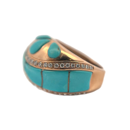 14K Rose Gold Turquoise & Diamond Ring