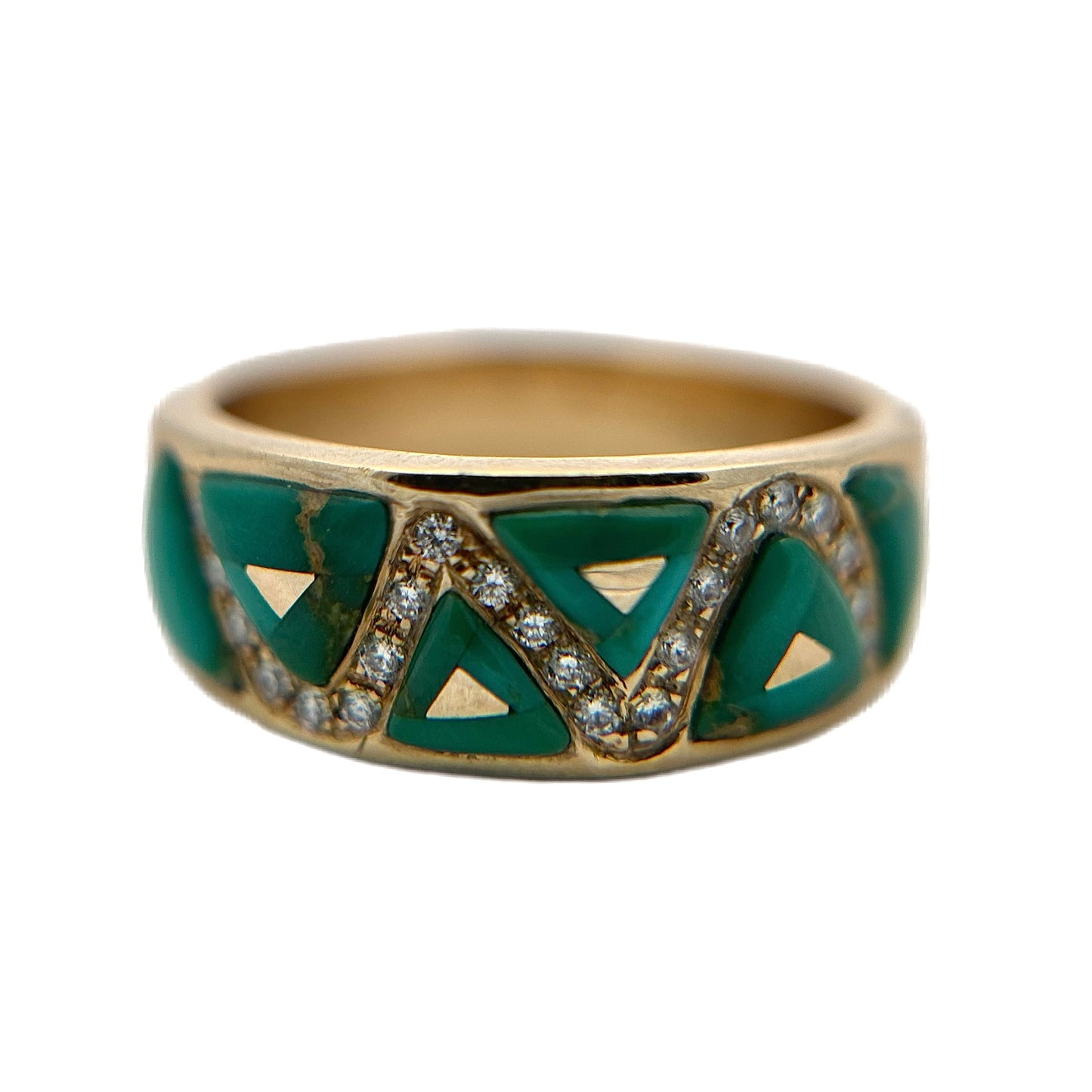 14K Yellow Gold Turquoise & Diamond Ring