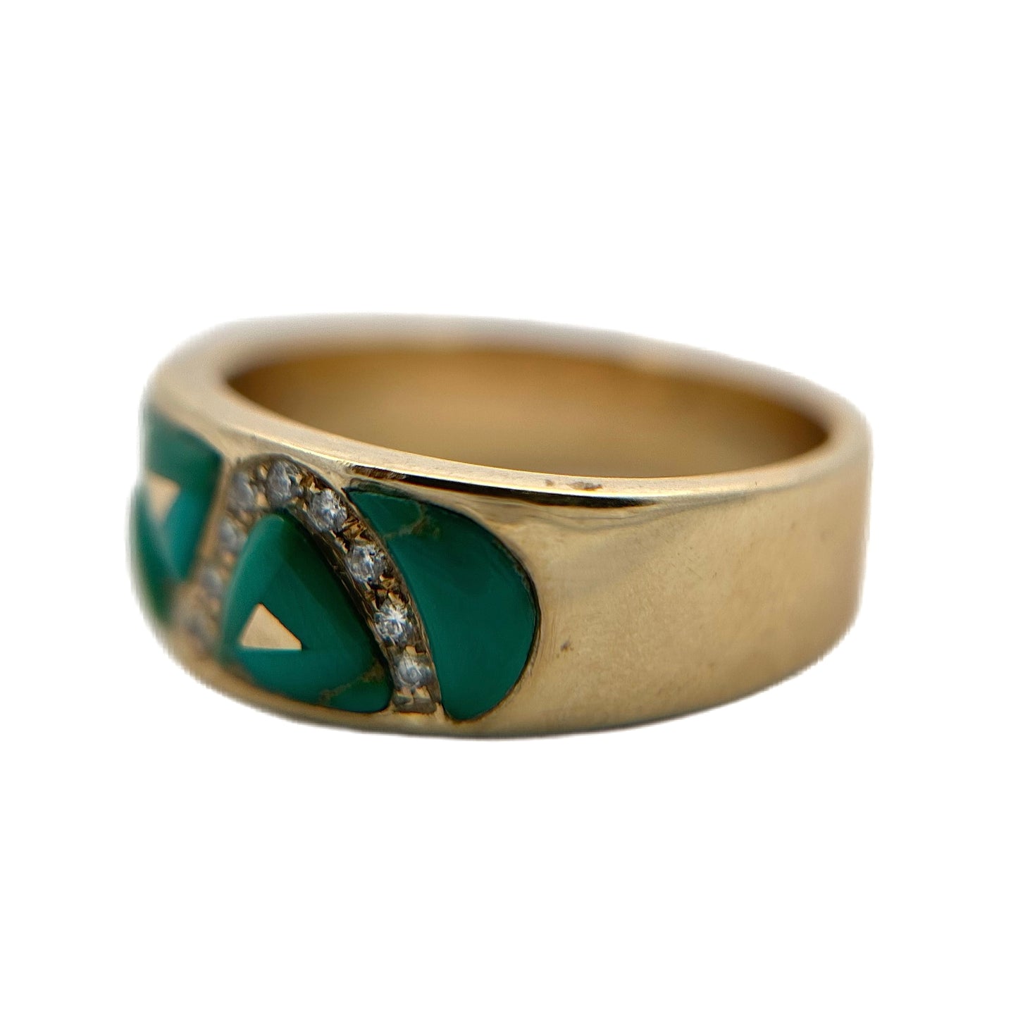 14K Yellow Gold Turquoise & Diamond Ring