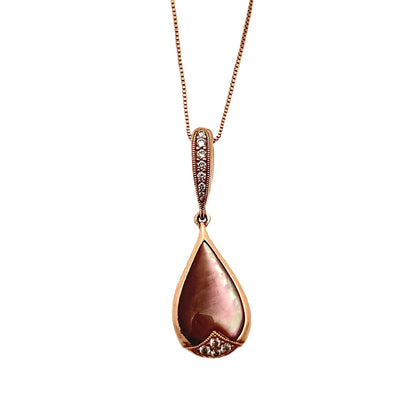 Kabana 14K Rose Gold Pink Mother of Pearl & Diamond Pendant