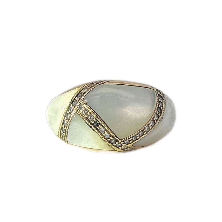 Kabana 14K Yellow Gold Mother of Pearl & Diamond Ring