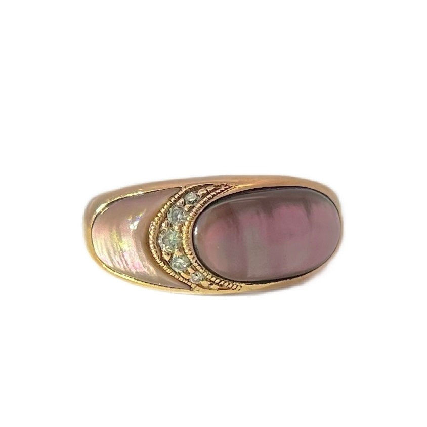 Kabana 14K Rose Gold Pink Mother of Pearl & Diamond Ring