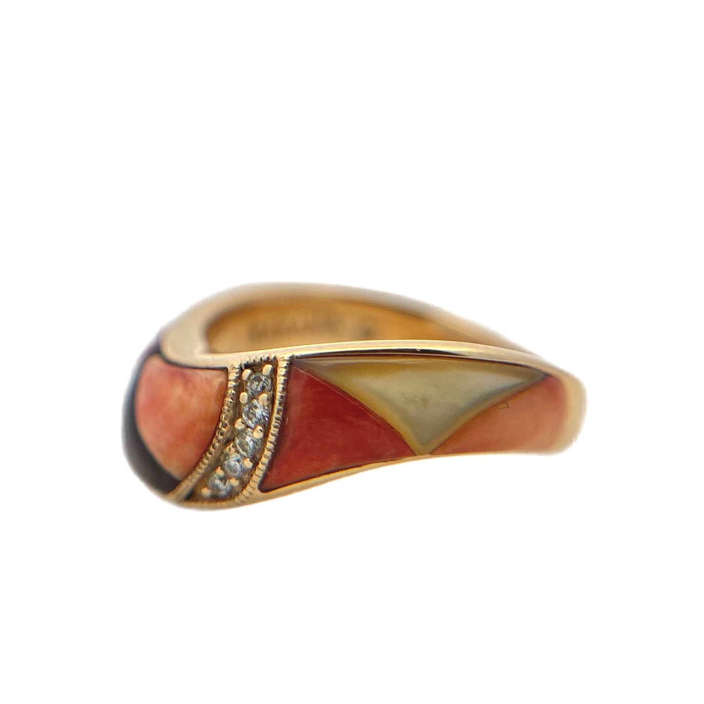 Kabana 14K Yellow Gold Multicolor Spiny Oyster & Diamond Ring