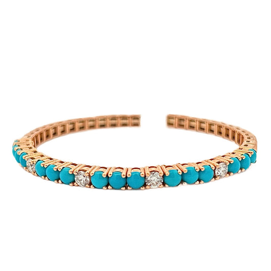 18K Rose Gold Turquoise & Diamond Cuff Bracelet