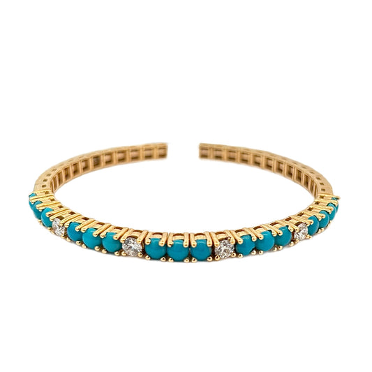 18K Yellow Gold Turquoise & Diamond Bracelet