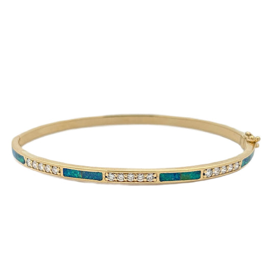 14K Yellow Gold Opal & Diamond Bracelet