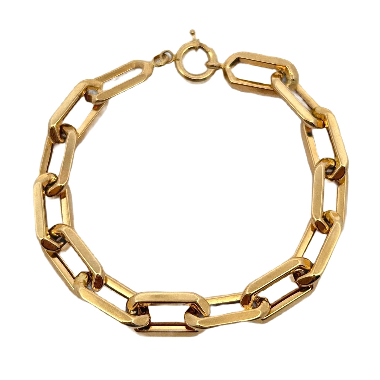 18K Yellow Gold Paperclip Chain Bracelet