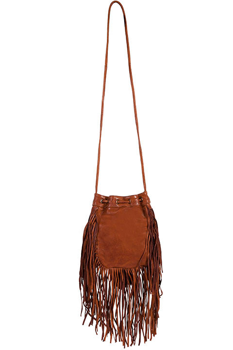 Scully Leather Fringe Crossbody Bag - Cognac