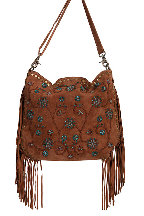 Scully Suede Fringe Beaded Handbag